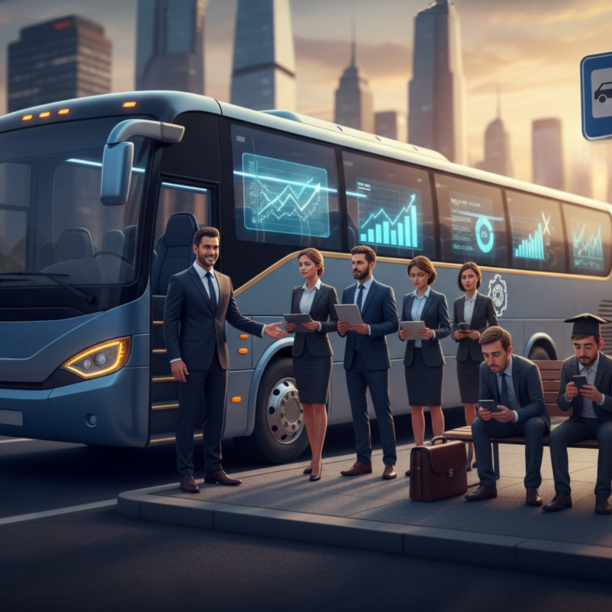 psychologia biznesu, autobus, wybrańcy